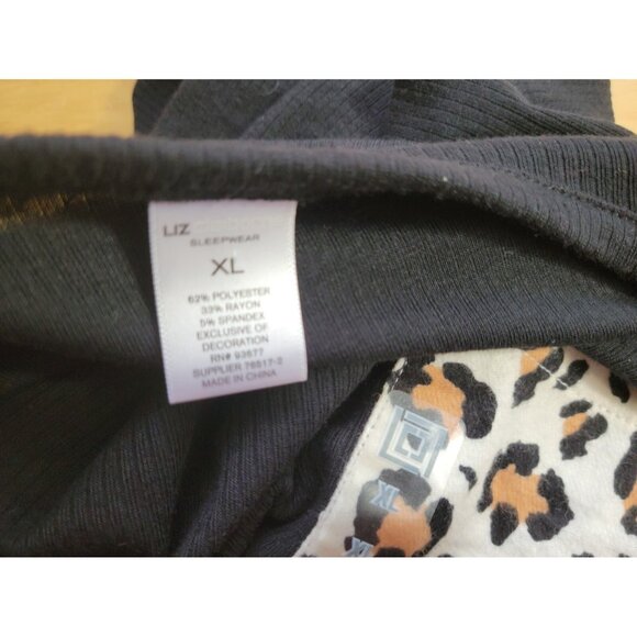 Liz Claiborne Womens Top Extra Large XL Pajama Knit Black Pocket BLA186E - Picture 6 of 7